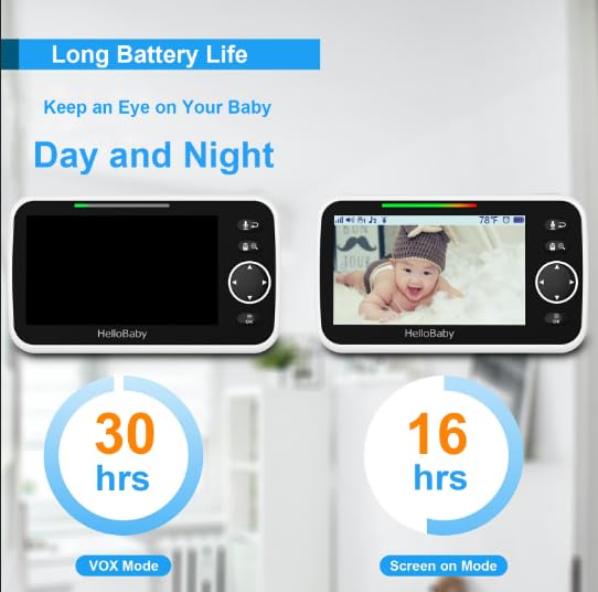 HelloBaby 5" Baby Monitor w/ Pan-Tilt-Zoom Video and 1000ft Range
