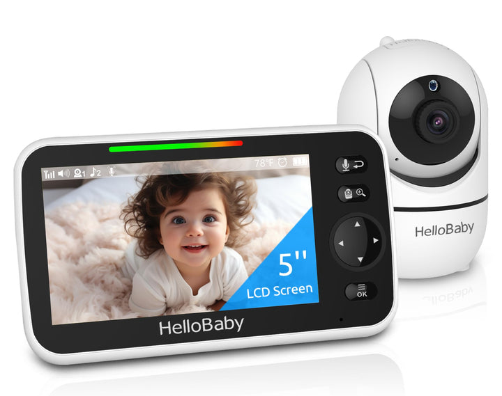 HelloBaby 5" Baby Monitor w/ Pan-Tilt-Zoom Video and 1000ft Range