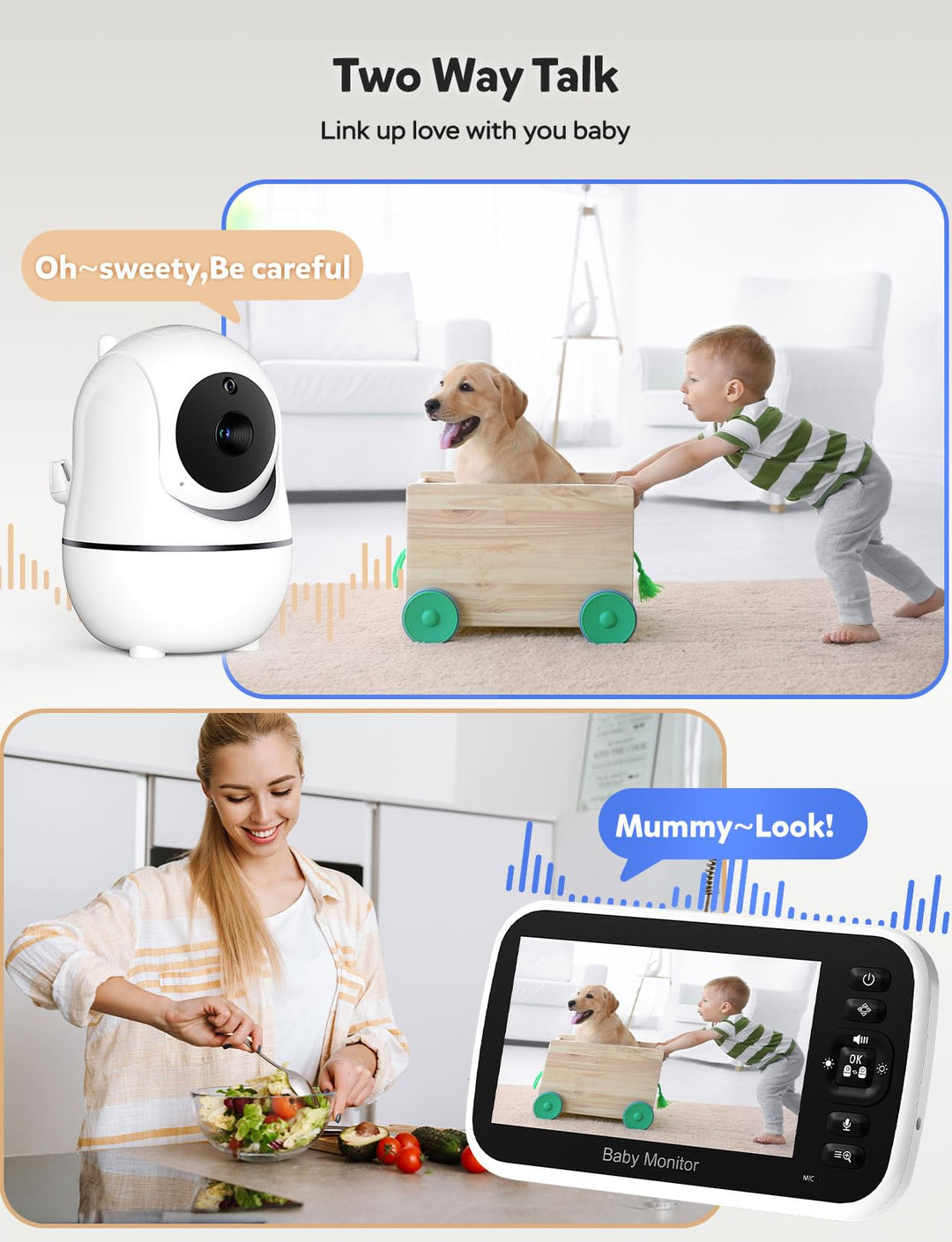 GoodBaby Baby Monitor with Camera and Audio - No WiFi, Remote Pan-Tilt-Zoom, Night Vision & Temperature Sensor