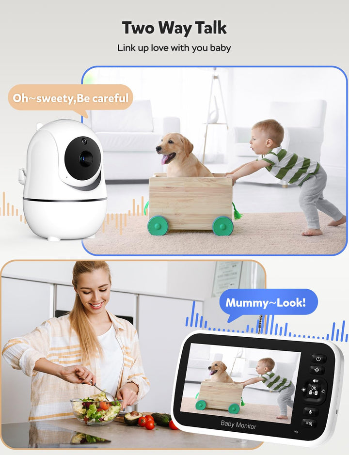 GoodBaby Baby Monitor with Camera and Audio - No WiFi, Remote Pan-Tilt-Zoom, Night Vision & Temperature Sensor