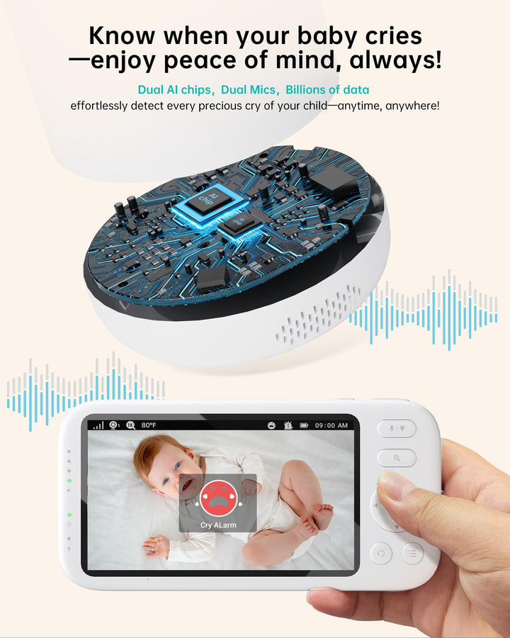 Jartoo 2K Video 5.5" Baby Monitor with Camera and Audio - 3000ft Range