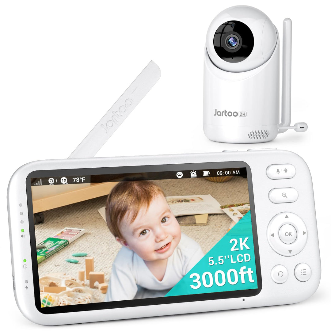 Jartoo 2K Video 5.5" Baby Monitor with Camera and Audio - 3000ft Range