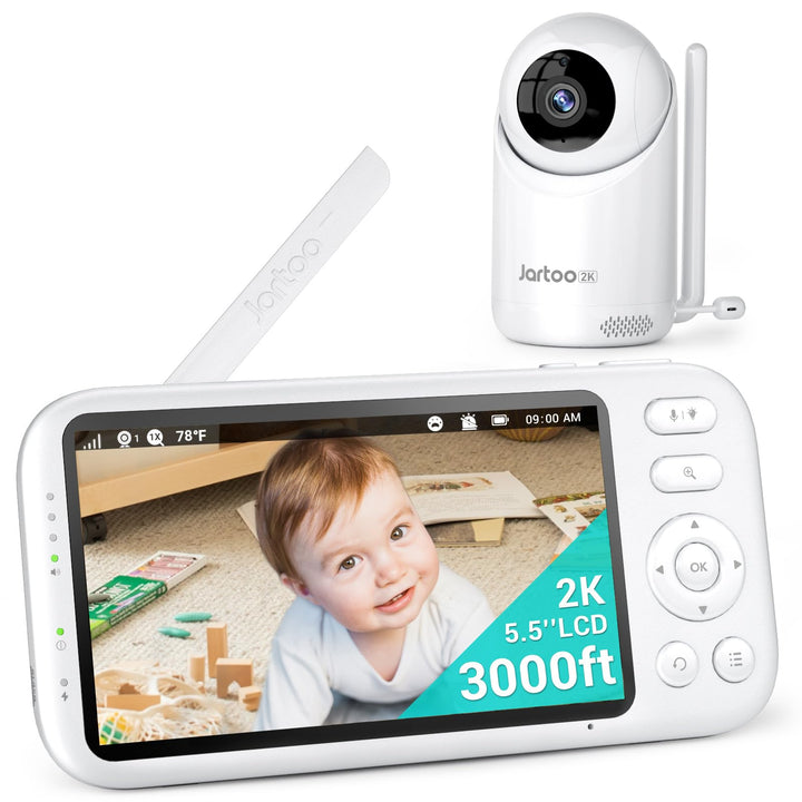 Jartoo 2K Video 5.5" Baby Monitor with Camera and Audio - 3000ft Range