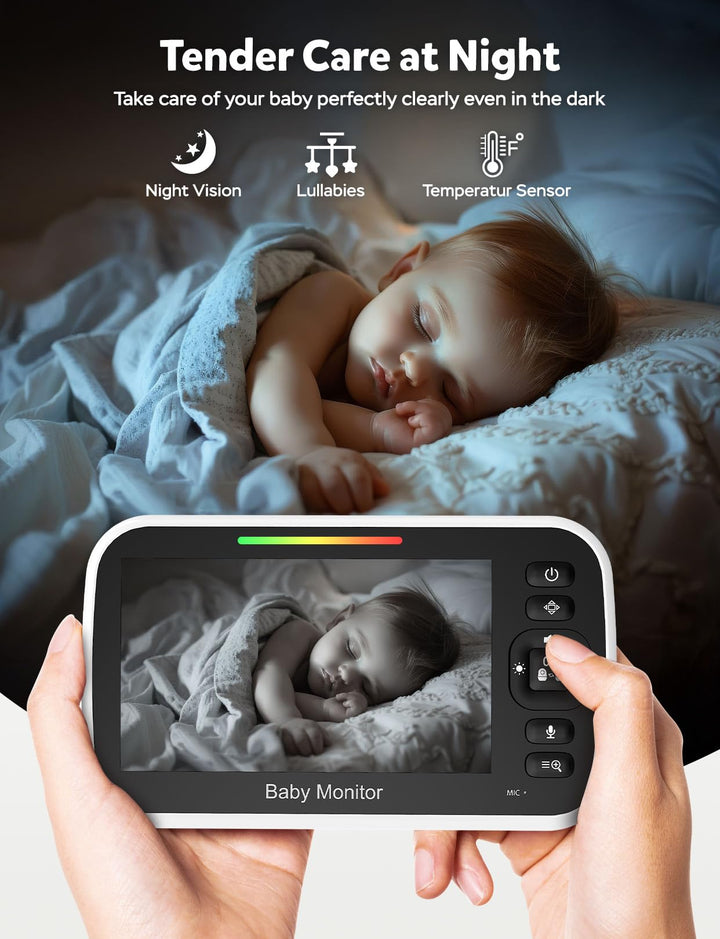 GoodBaby Baby Monitor with Camera and Audio - No WiFi, Remote Pan-Tilt-Zoom, Night Vision & Temperature Sensor